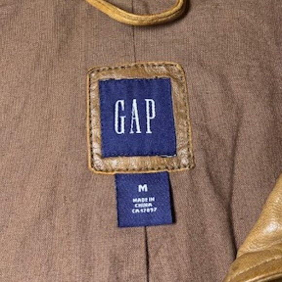Vintage Y2K GAP Genuine Leather Tan Moto Jacket, SUPER soft Women Size Medium - Picture 3 of 11